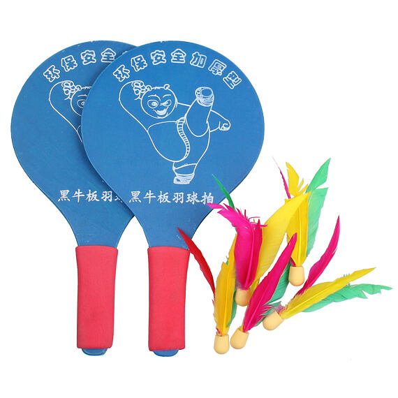 Dřevěná pálka Battledore na badminton-modrá