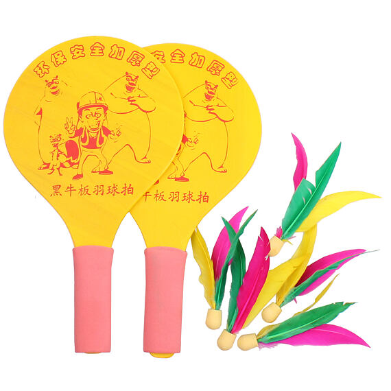 Dřevěná pálka Battledore na badminton-žlutá