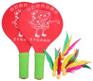 Dřevěná pálka Battledore na badminton červená