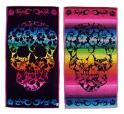 Oboustranná plážová osuška Sunflower Colour Skull duhová