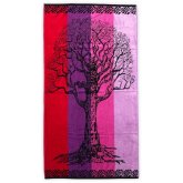 Oboustranná plážová osuška Lovely Home Life Tree Fucsia